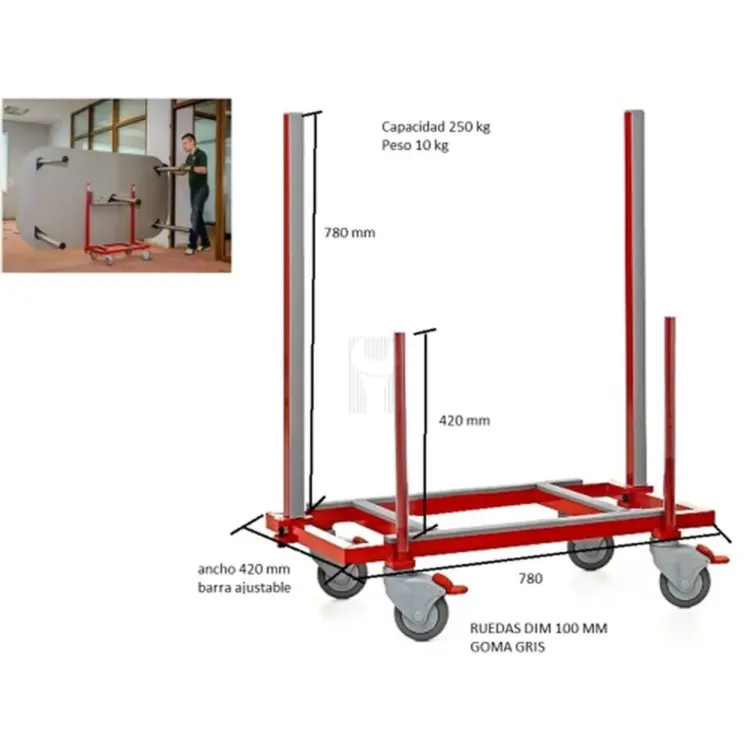 CARRO PARA TRANSPORTE DE MESAS E TÁBUAS