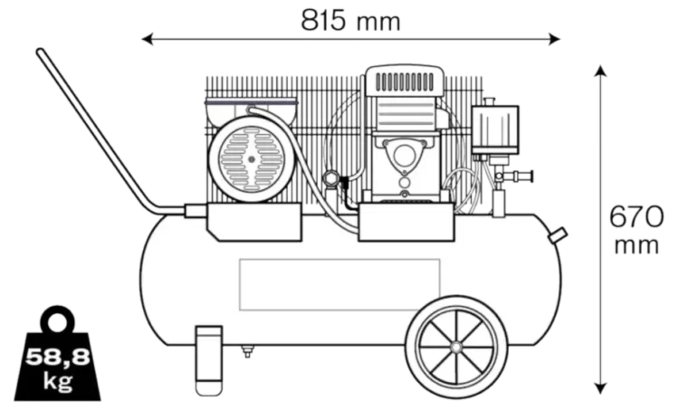 Compressor 50L com Correias VITO VICOC50 2.5 CV 233 L/min