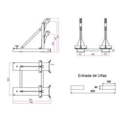 Suporte Empilhador para 2 Bidões ND 1000kg 952x820x850mm