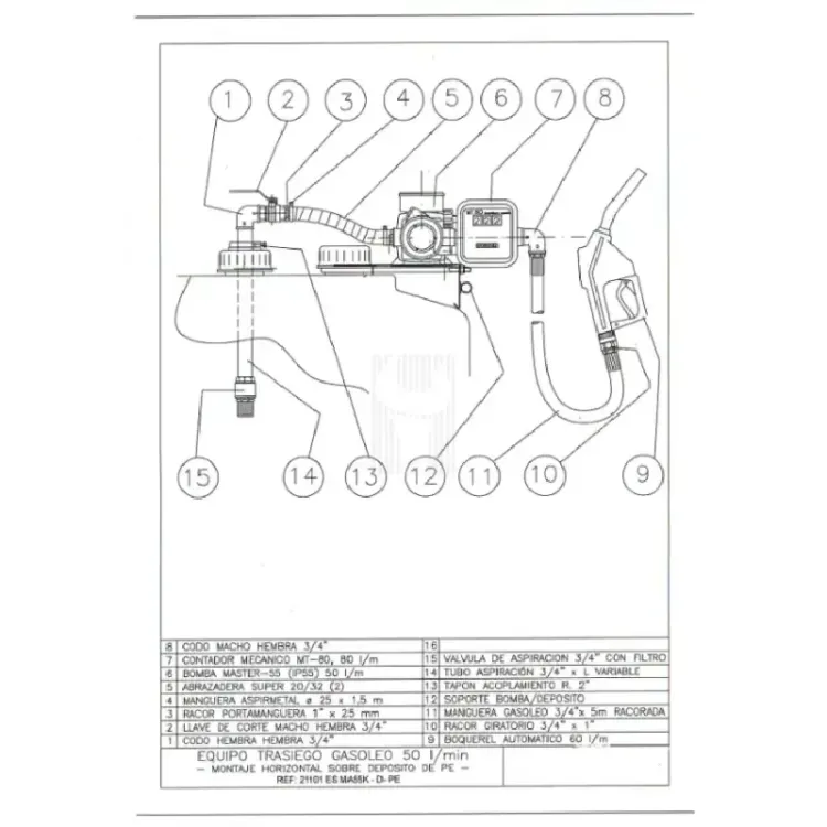 Tanque de Gasóleo ND 1000L 230V 50 l/m