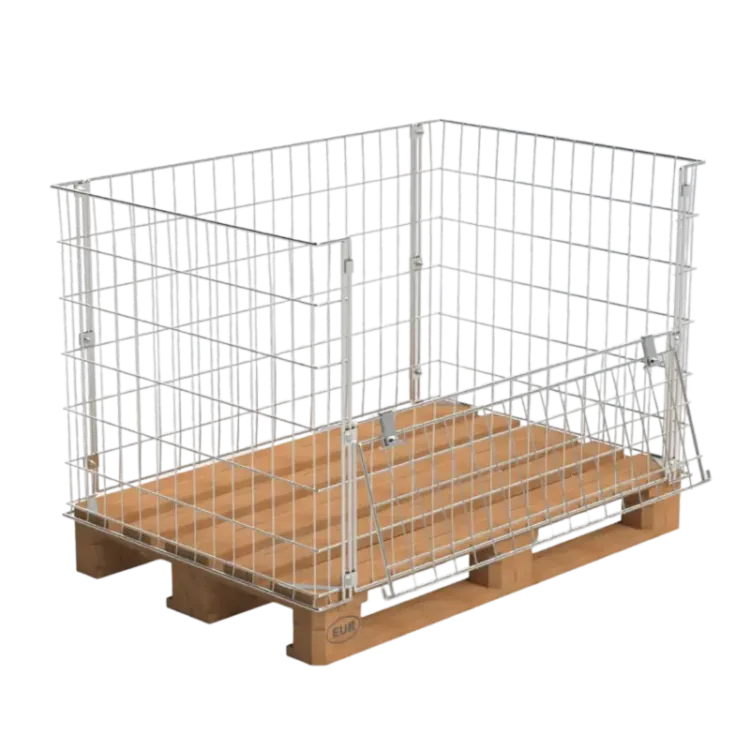CESTO METÁLICO PARA PALETES 1200X800MM COM MEIA-PORTA