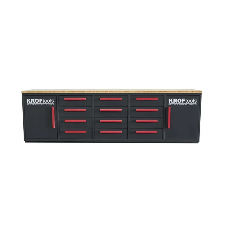 Bancada de Trabalho com Gavetas KROFTOOLS 2.85m Bamboo Premium