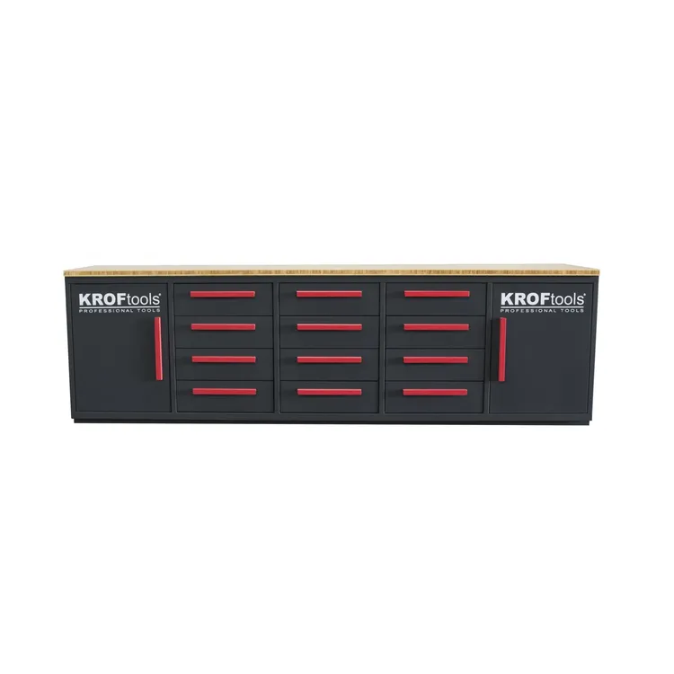 Bancada de Trabalho com Gavetas KROFTOOLS 2.85m Bamboo Premium Bancada de Trabalho com Gavetas KROFTOOLS 2.85m Bamboo Premium