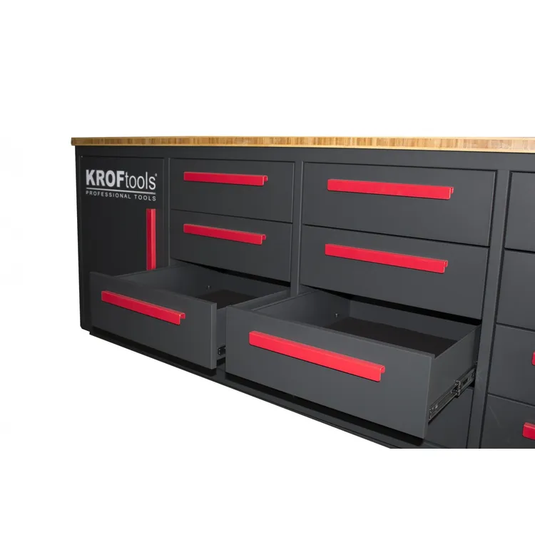 Bancada de Trabalho com Gavetas KROFTOOLS 2.85m Bamboo Premium