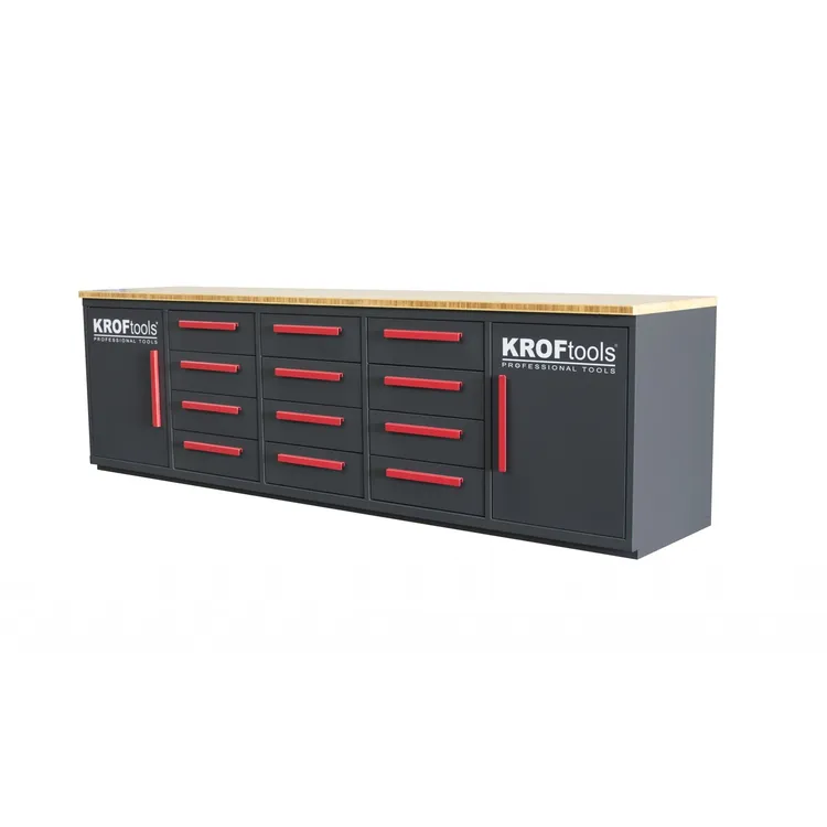 Bancada de Trabalho com Gavetas KROFTOOLS 2.85m Bamboo Premium