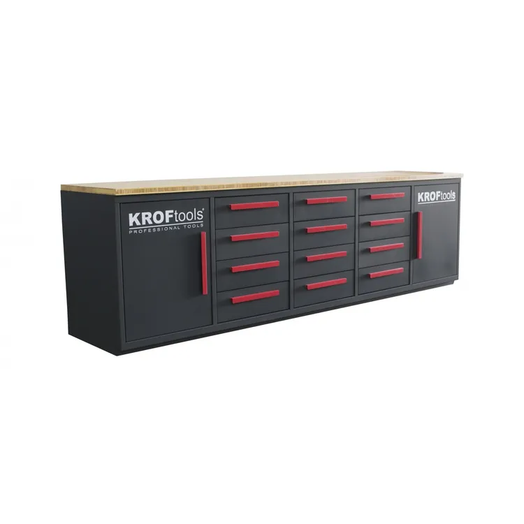 Bancada de Trabalho com Gavetas KROFTOOLS 2.85m Bamboo Premium