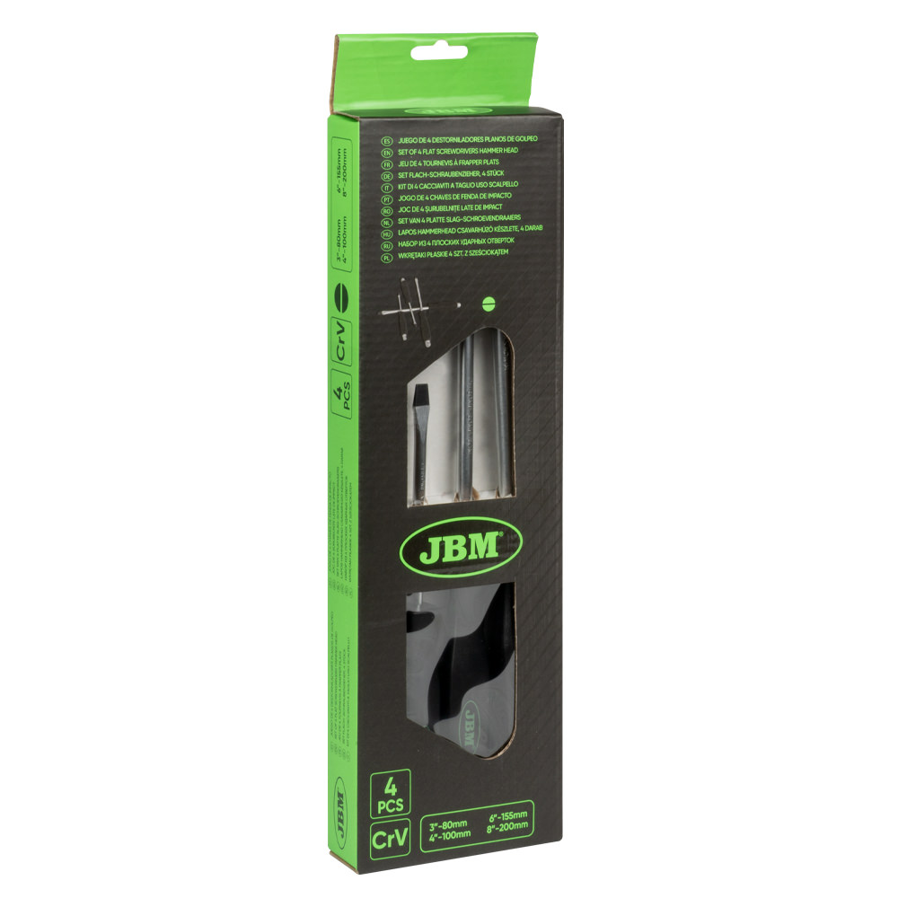 Jogo de 4 Chaves de Fenda de Impacto JBM 3" a 8"