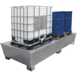 Bacia de Retenção 1000L com Grelha em Aço XXL para 2 IBC DRAKKAR