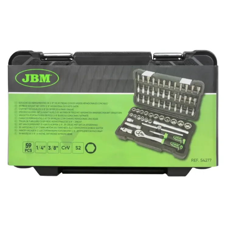 Estojo de Ferramentas JBM 3/8" com 59 Peças Hexagonais Zincado