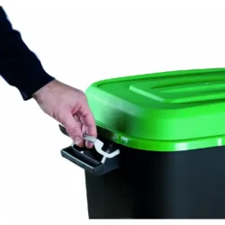 CAIXOTE DO LIXO 75L PRETO COM TAMPA VERDE TAYG