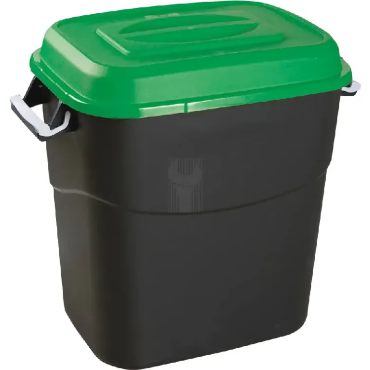 CAIXOTE DO LIXO 75L PRETO COM TAMPA VERDE TAYG