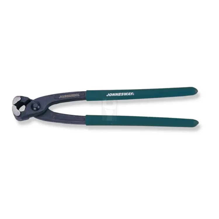 TURQUÊS DE COFRAGENS JONNESWAY Material: aço Cr-V (Cromo-Vanádio) Tratamento térmico e forjamento Comprimento total: 250 mm (10") Peso: 430 g Capacidade corte arame aço macio: 2,5 – 3,0 mm Capacidade corte arame duro/pregos: até 2 mm