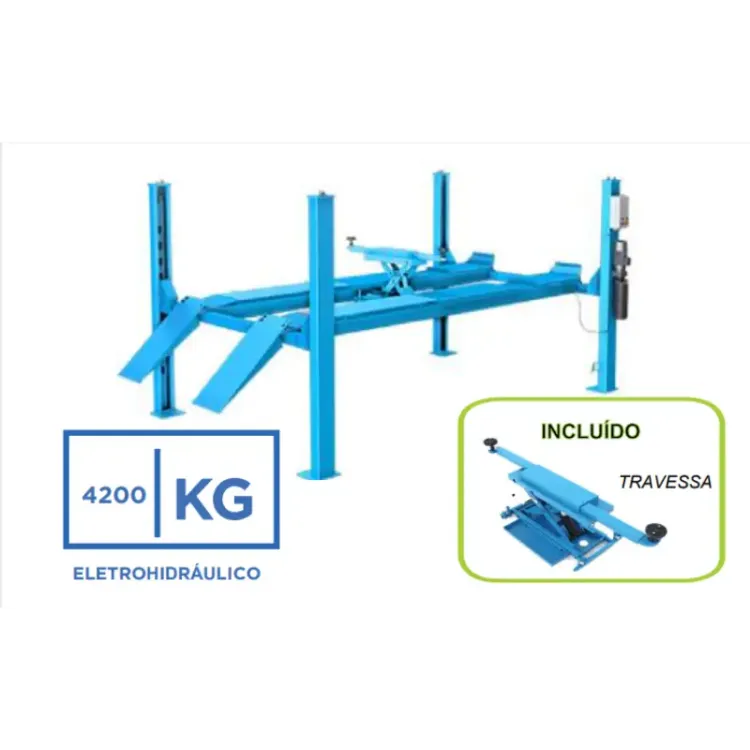 Elevador de 4 Colunas ECF 4.2T 380V para Alinhamento com Travessa Central
