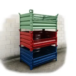 CESTO CHAPA METÁLICA C/ PORTA DE MALHA SEMI-ARTICULADA