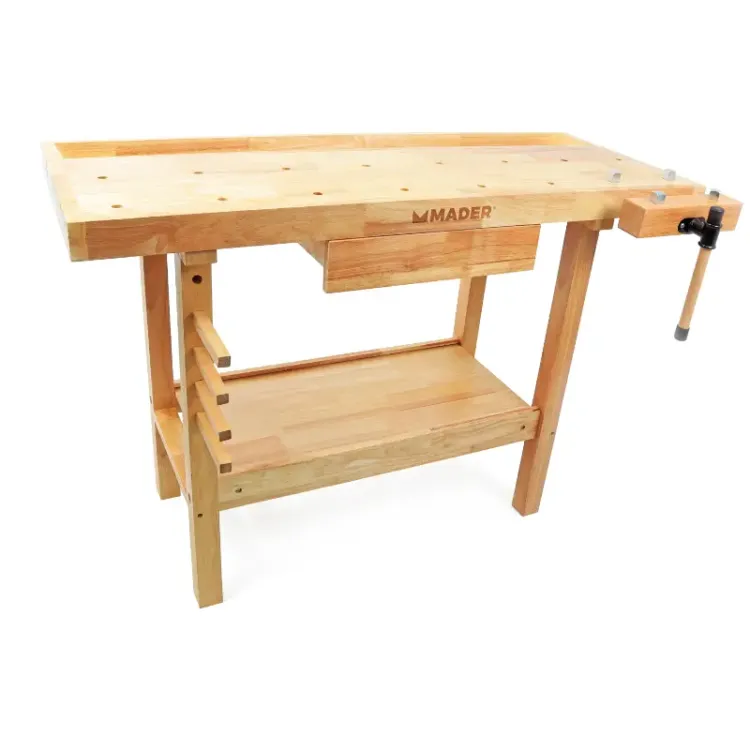 Mesa de Carpinteiro MADER 126cm Madeira de Borracha 100kg Mesa de Carpinteiro MADER 126cm Madeira de Borracha 100kg