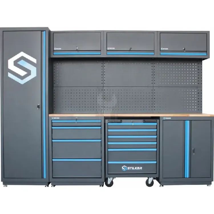 Mobiliário de Oficina 4 Elementos com Tampo em Madeira STILKER 2042mm