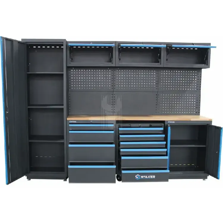 Mobiliário de Oficina 4 Elementos com Tampo em Madeira STILKER 2042mm