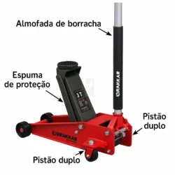 MACACO RODAS 3T PISTÃO DUPLO ALTURA 128-465MM DRAKKAR
