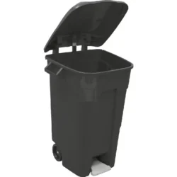 CONTENTOR DE LIXO COM RODAS E PÉDAL 120L PRETO TAYG