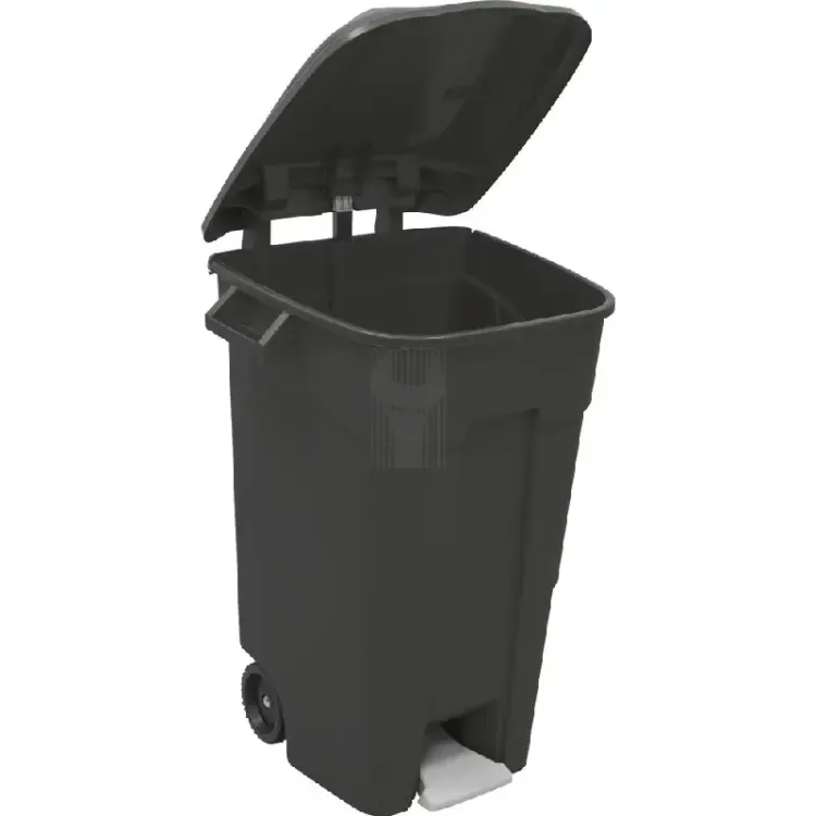 CONTENTOR DE LIXO COM RODAS E PÉDAL 120L PRETO TAYG