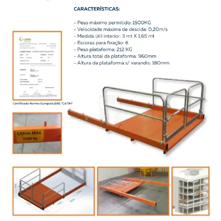 PLATAFORMA PARA VARANDA 1500 KG IRBAL