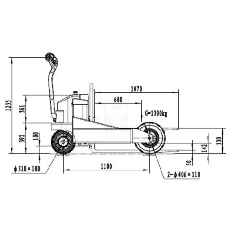 EMPILHADOR C/ 3 RODAS TRACÇÃO TRASEIRA 1500 KG 1600 MM HU-LIFT