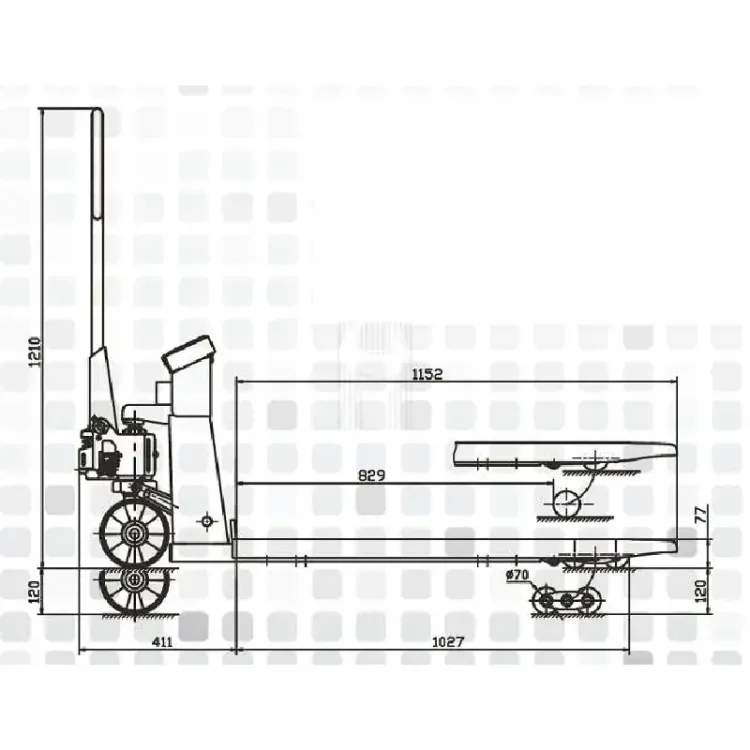 Porta Paletes Manual com Balança Digital HU-LIFT 2500 Kg 1150x540 mm