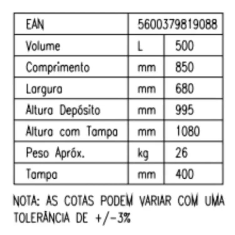DEPÓSITOS DE ÁGUA PASSA PORTAS L PT ()