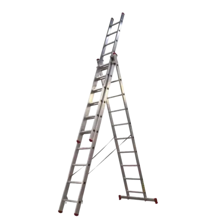 Escada de Alumínio Tripla LIT 4 Metros Degrau Quadrado Reforçada 3x15 Degraus