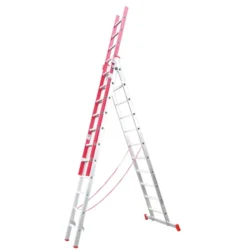 Escada de alumínio e fibra tripla LIT F66 3+3+3m 3x11 degraus