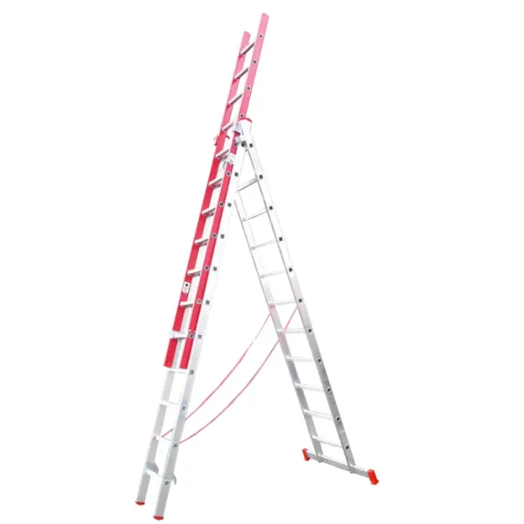 Escada de alumínio e fibra tripla LIT F66 3+3+3m 3x11 degraus