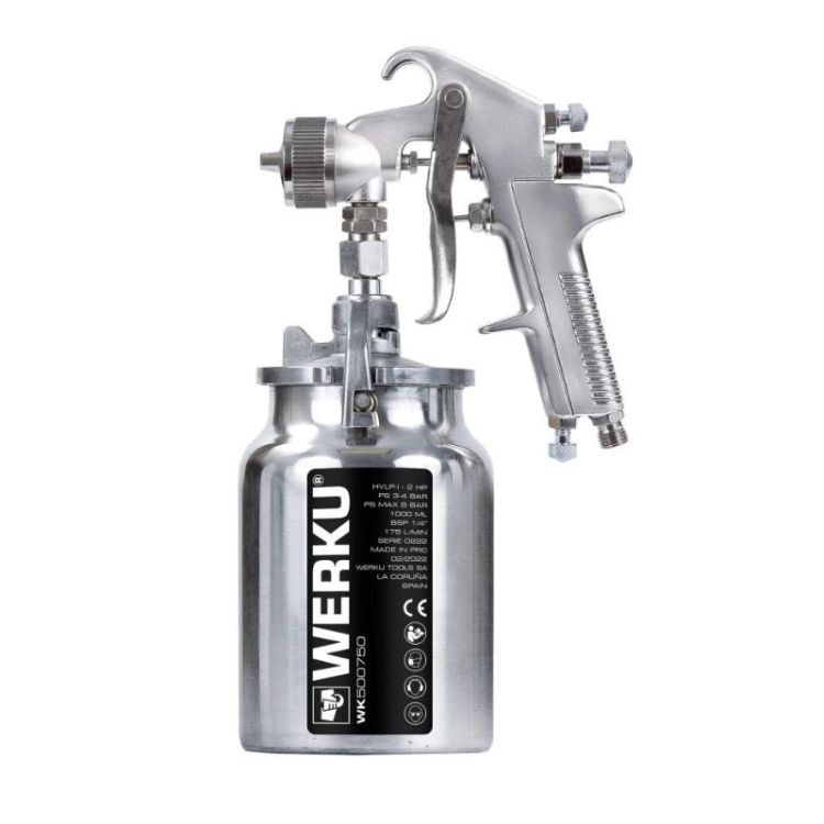 PISTOLA DE PINTAR C COPO SUPERIOR 1000ML WERKU (4)