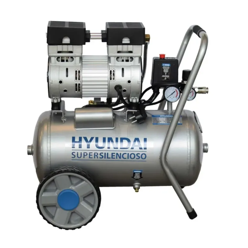 Compressor Silencioso Sem Óleo HYUNDAI AC24-1S 24L 750W 8 Bar