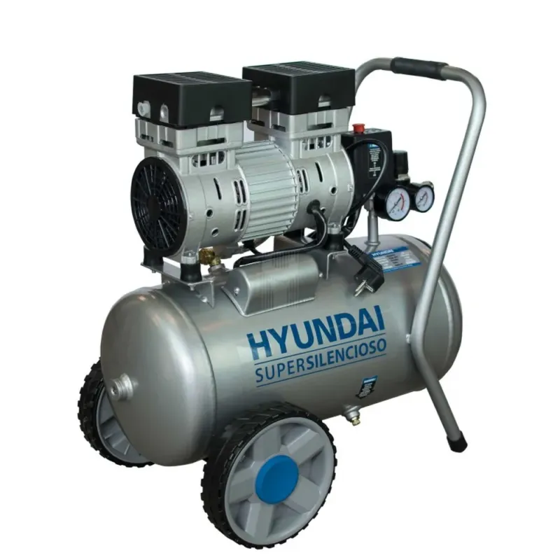 Compressor Silencioso Sem Óleo HYUNDAI AC24-1S 24L 750W 8 Bar