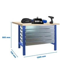 BANCADA DE TRABALHO BT6 MDF 5BOX 1200X750 MM AZUL