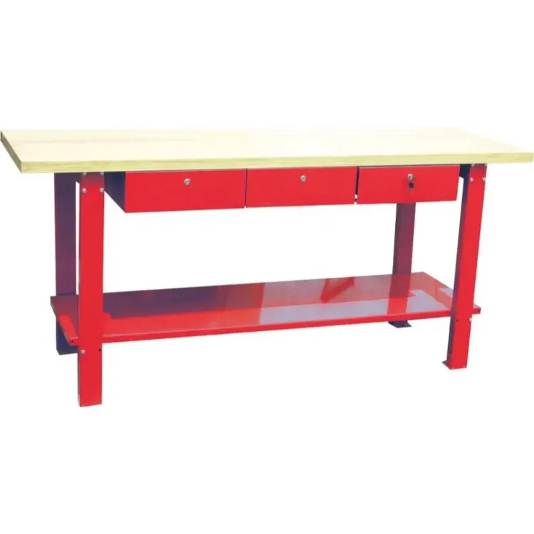 Bancada Trabalho Metal c/ Tampo Madeira