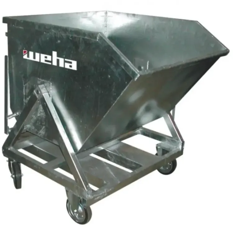 CONTENTOR BASCULANTE MÓVEL 4 RODAS ZINCADO 800KG WEHA (2)