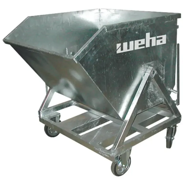 CONTENTOR BASCULANTE MÓVEL 4 RODAS ZINCADO 800KG WEHA