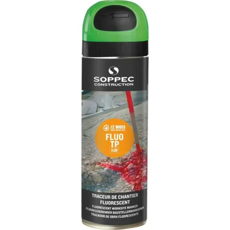 PINTURA MARCADORA DE OBRA VERDE FLUORESCENTE 12 M 500 ML (2)