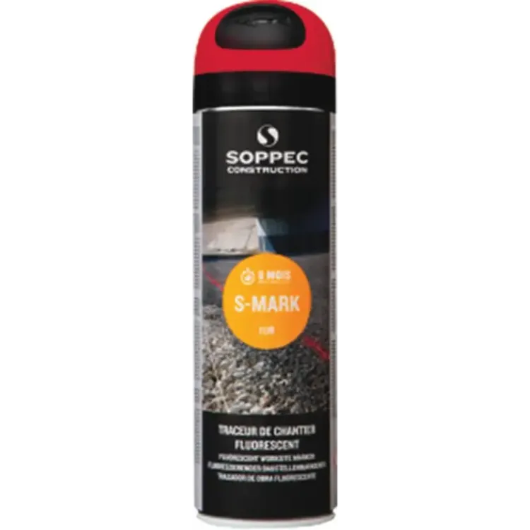 PINTURA MARCADORA DE OBRA VERMELHO FLUORESCENTE AEROSSOL 500 ML (2)