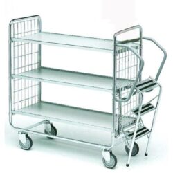 Carrinho de Prateleiras com Escada ND 3 Níveis Aço Zincado