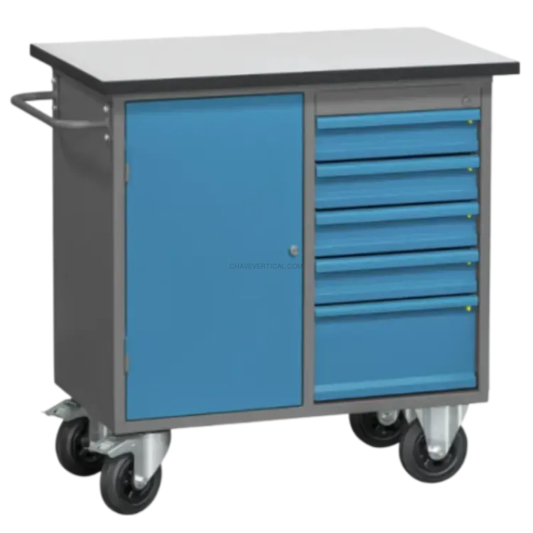 Carro para Ferramentas ND 4 Gavetas e Armário 200kg 1050x650x1050mm