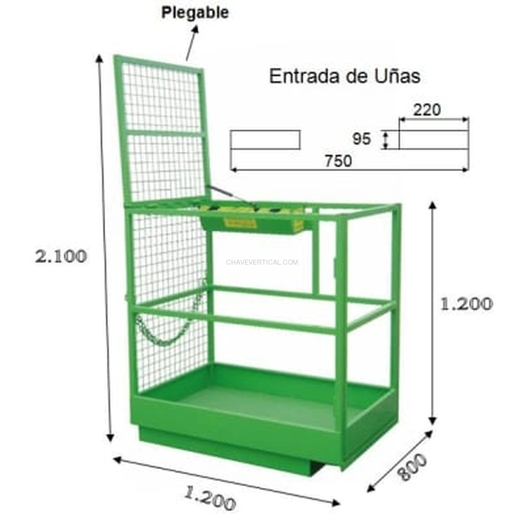 Jaula Sobe-Pessoas ND Entrada Lateral 1200x800mm 300kg