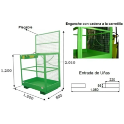 Jaula Sobe-Pessoas para Empilhador ND 1200x800mm 300kg