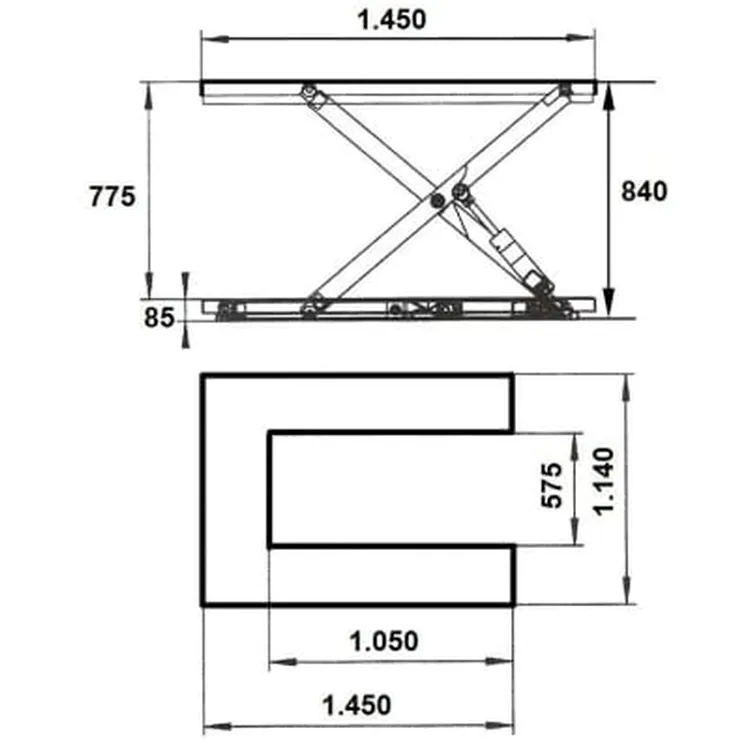 MESA DE ELEVAÇÃO EM U 1000KG ND