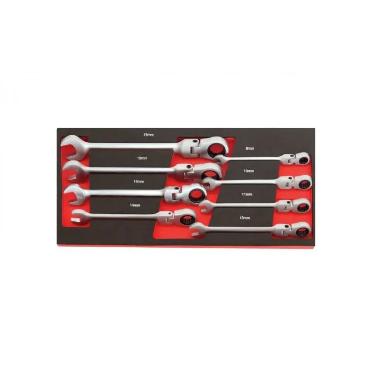 MÓDULO CHAVES COMBINADAS C/ ROQUETE FLEXÍVEL 8 pcs KROFTOOLS