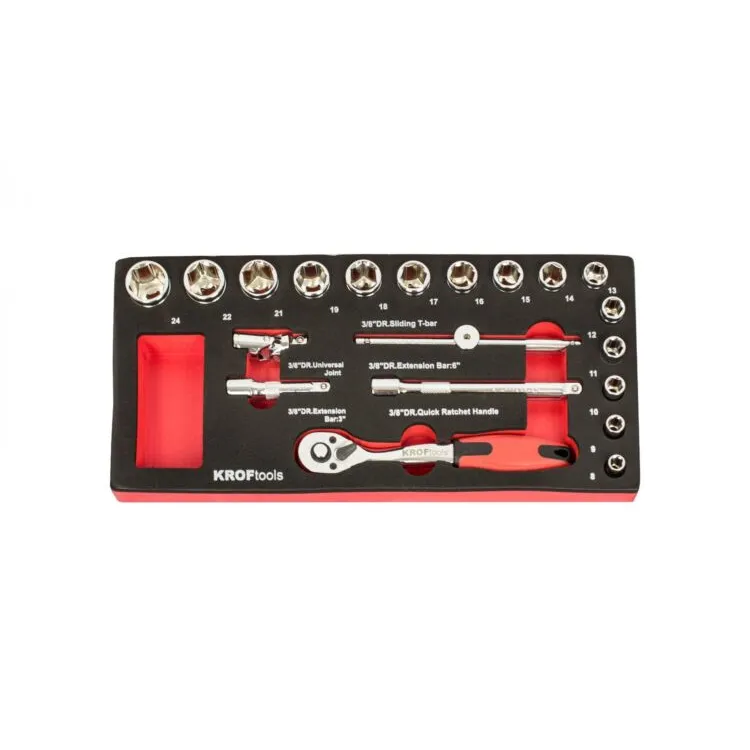 Módulo de Chaves de Caixa KROFTOOLS 3/8 20 Peças 8-24 MM Módulo de Chaves de Caixa KROFTOOLS 3/8 20 Peças 8-24 MM