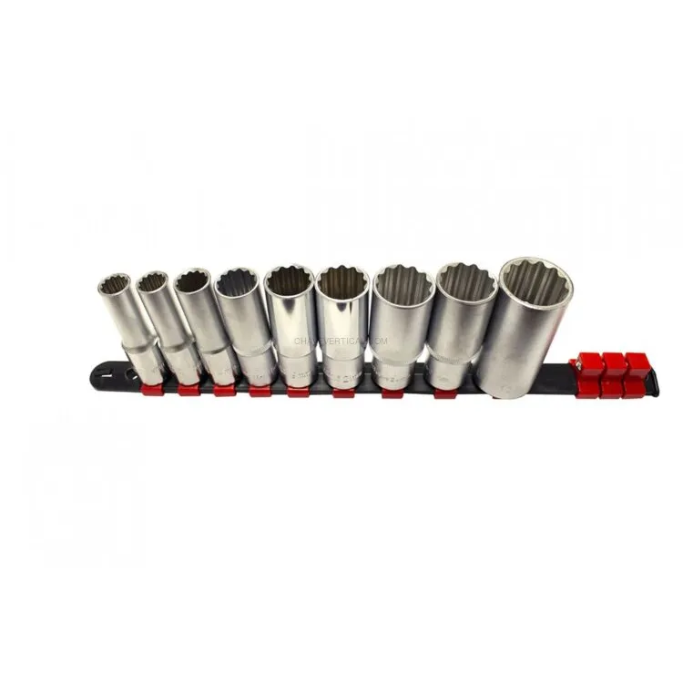 Régua 9 Chaves de Caixa 1/2" Bihexagonais Longas KROFTOOLS 350mm 10-27mm Régua 9 Chaves de Caixa 1/2" Bihexagonais Longas KROFTOOLS 350mm 10-27mm