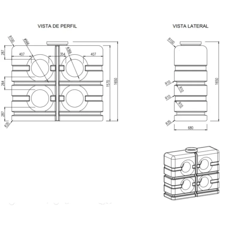 DEPÓSITO DE ÁGUA PASSA PORTAS 1.500 L