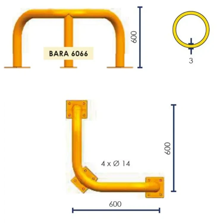 Barreira Protetora METALWORKS BARA6066NJ 600x600x600mm Ø76mm